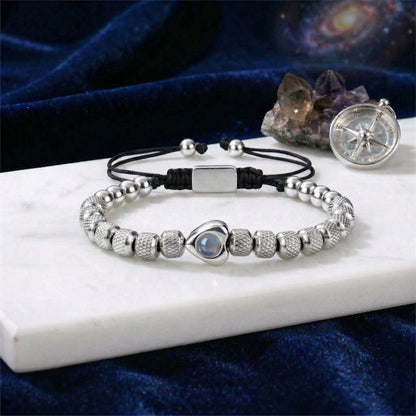 Titanium beads heart projection bracelet- SnapEyelet