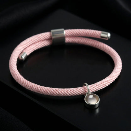 His/Her Adjustable Braided Rope photo Projection Bracelet- SnapEyelet