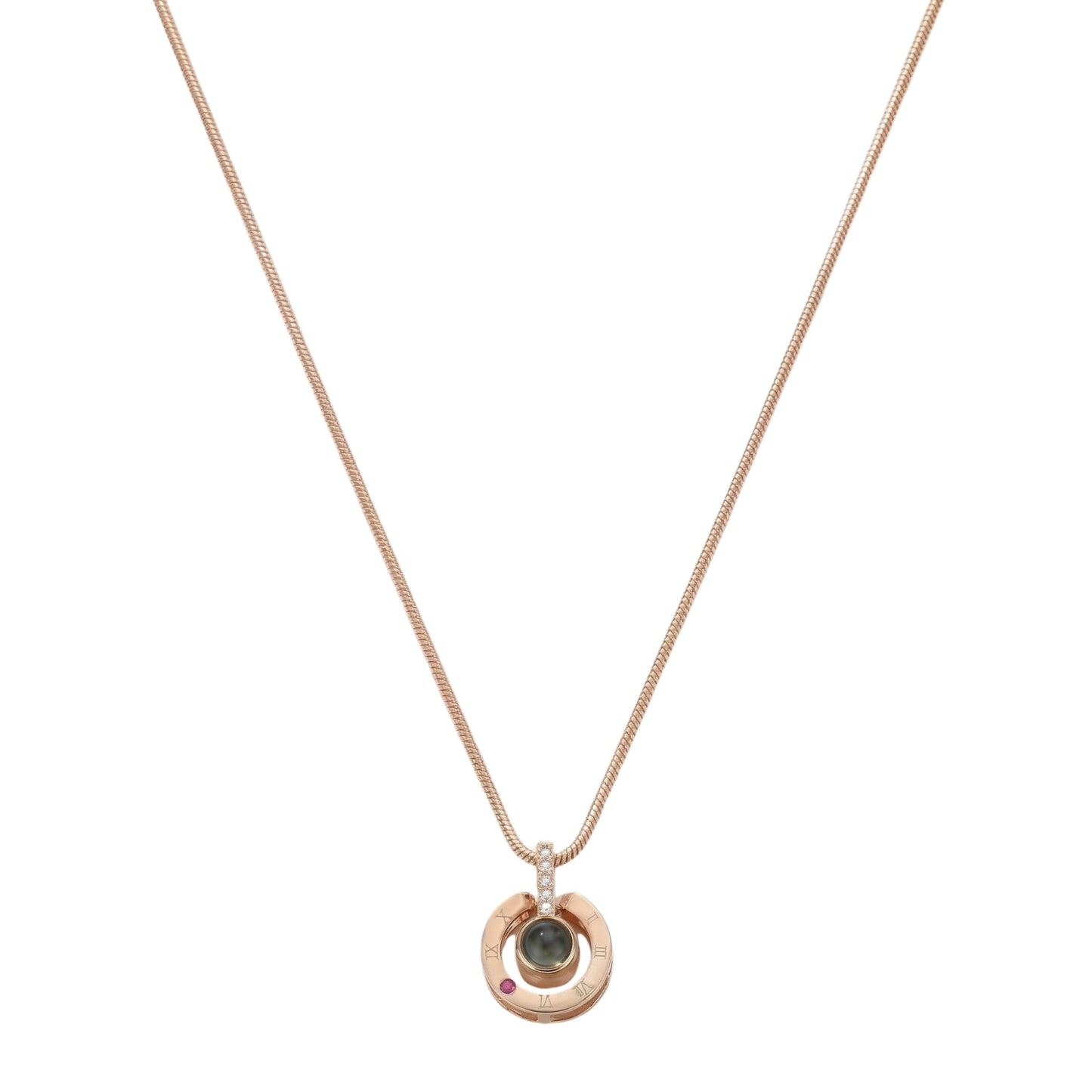 Roman  circle hidden photo projection Necklace-SnapEyelet
