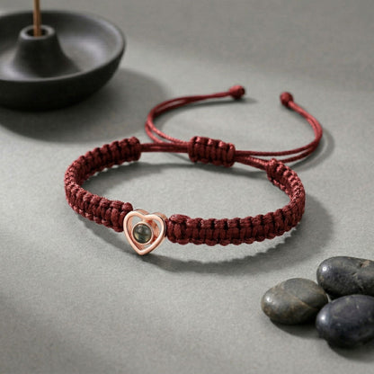 His/Her Braided Rope photo Projection heart Bracelet- SnapEyelet