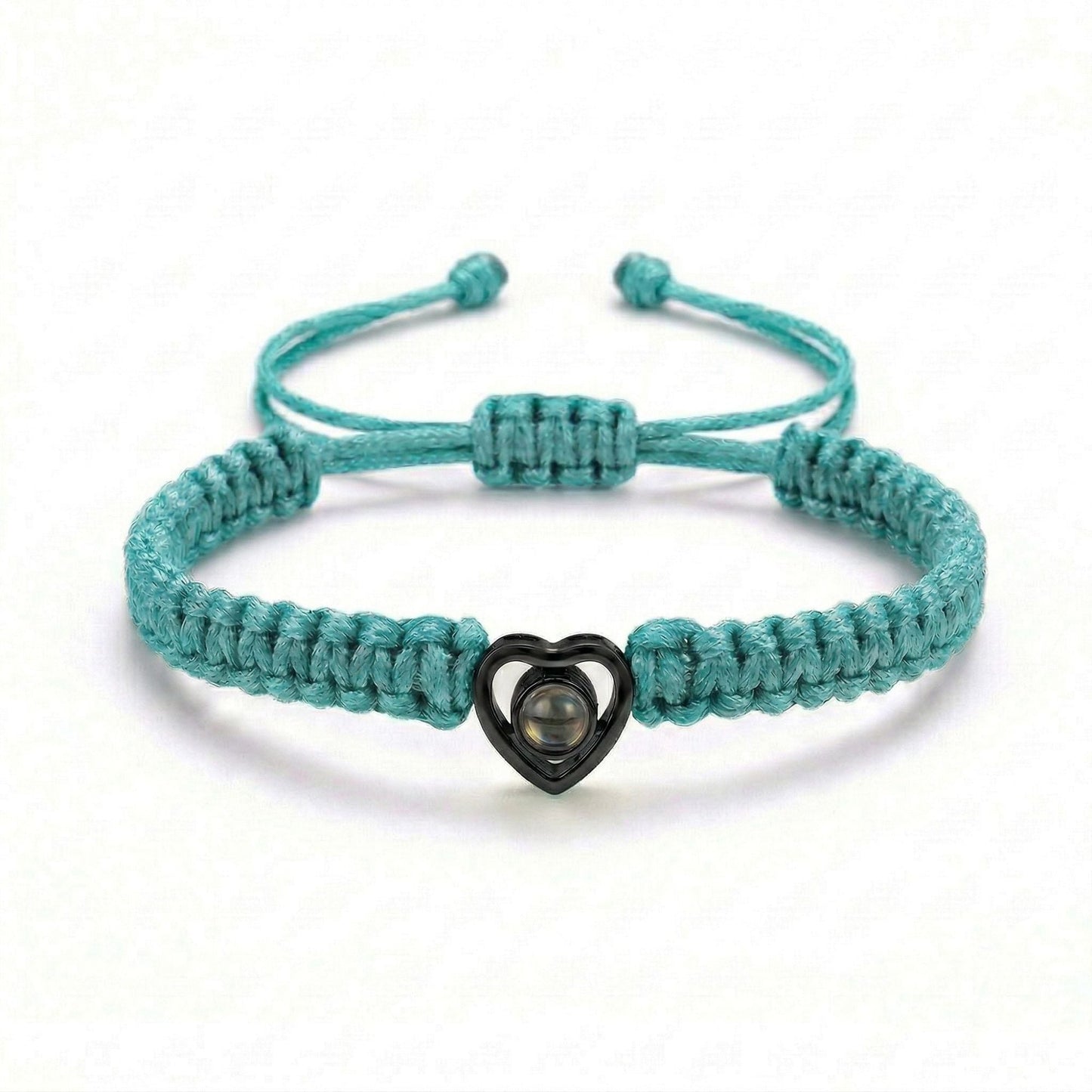 His/Her Braided Rope photo Projection heart Bracelet- SnapEyelet