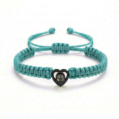 His/Her Braided Rope photo Projection heart Bracelet- SnapEyelet