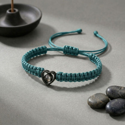 His/Her Braided Rope photo Projection heart Bracelet- SnapEyelet