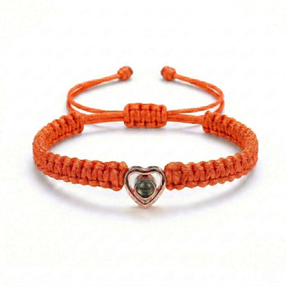 His/Her Braided Rope photo Projection heart Bracelet- SnapEyelet
