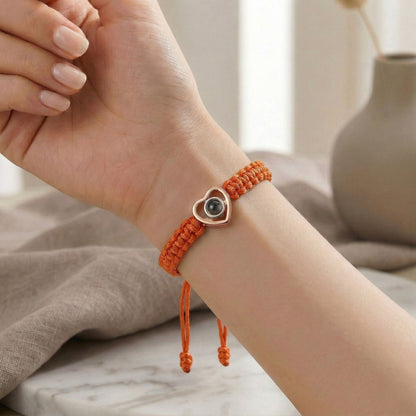 His/Her Braided Rope photo Projection heart Bracelet- SnapEyelet