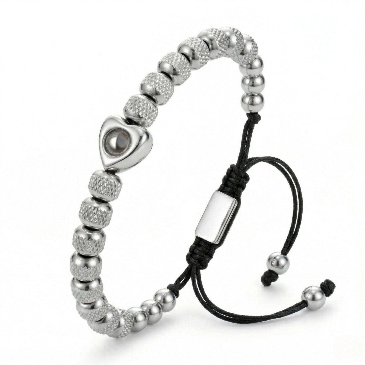 Titanium beads heart projection bracelet- SnapEyelet