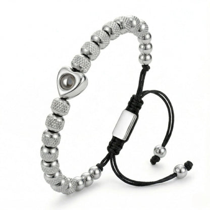 Titanium beads heart projection bracelet- SnapEyelet