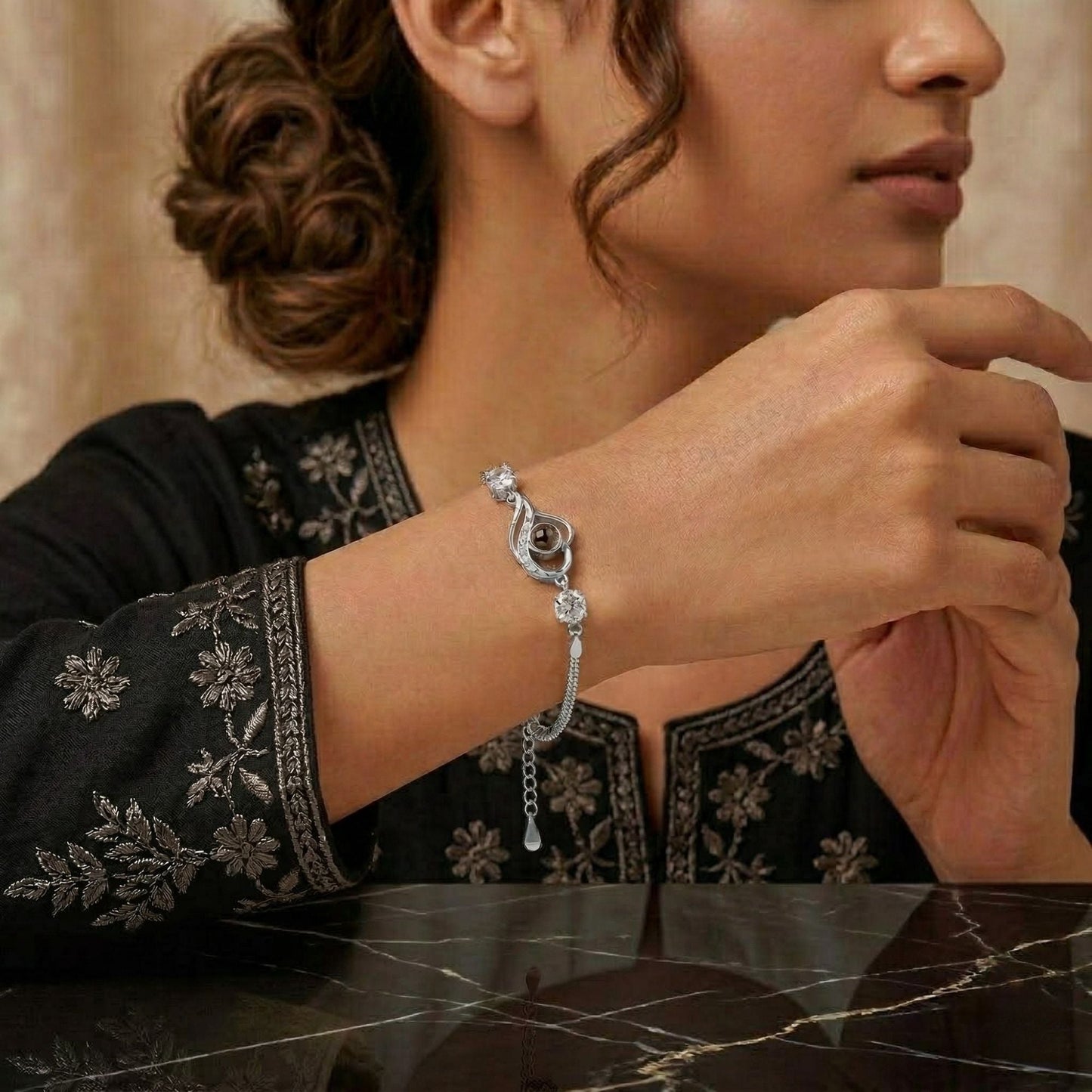 Twisted Heart Zircon Studded Adjustable Bracelet SnapEyelet