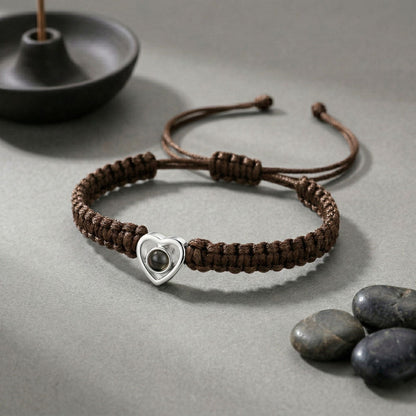 His/Her Braided Rope photo Projection heart Bracelet- SnapEyelet