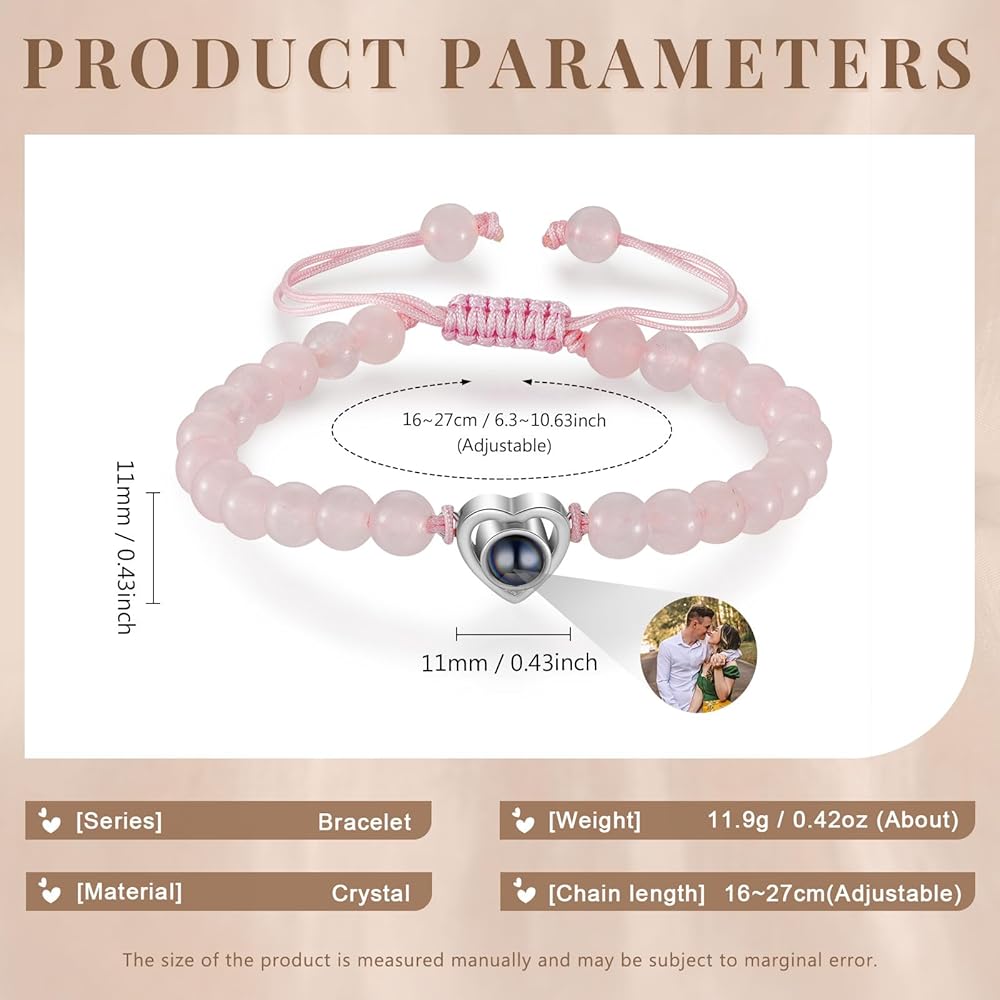 Rose Quartz Photo Projection Bracelet